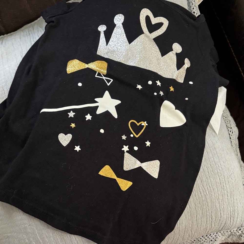 okie dokie Black Girls Graphic Tee with Gold and Silver Accents